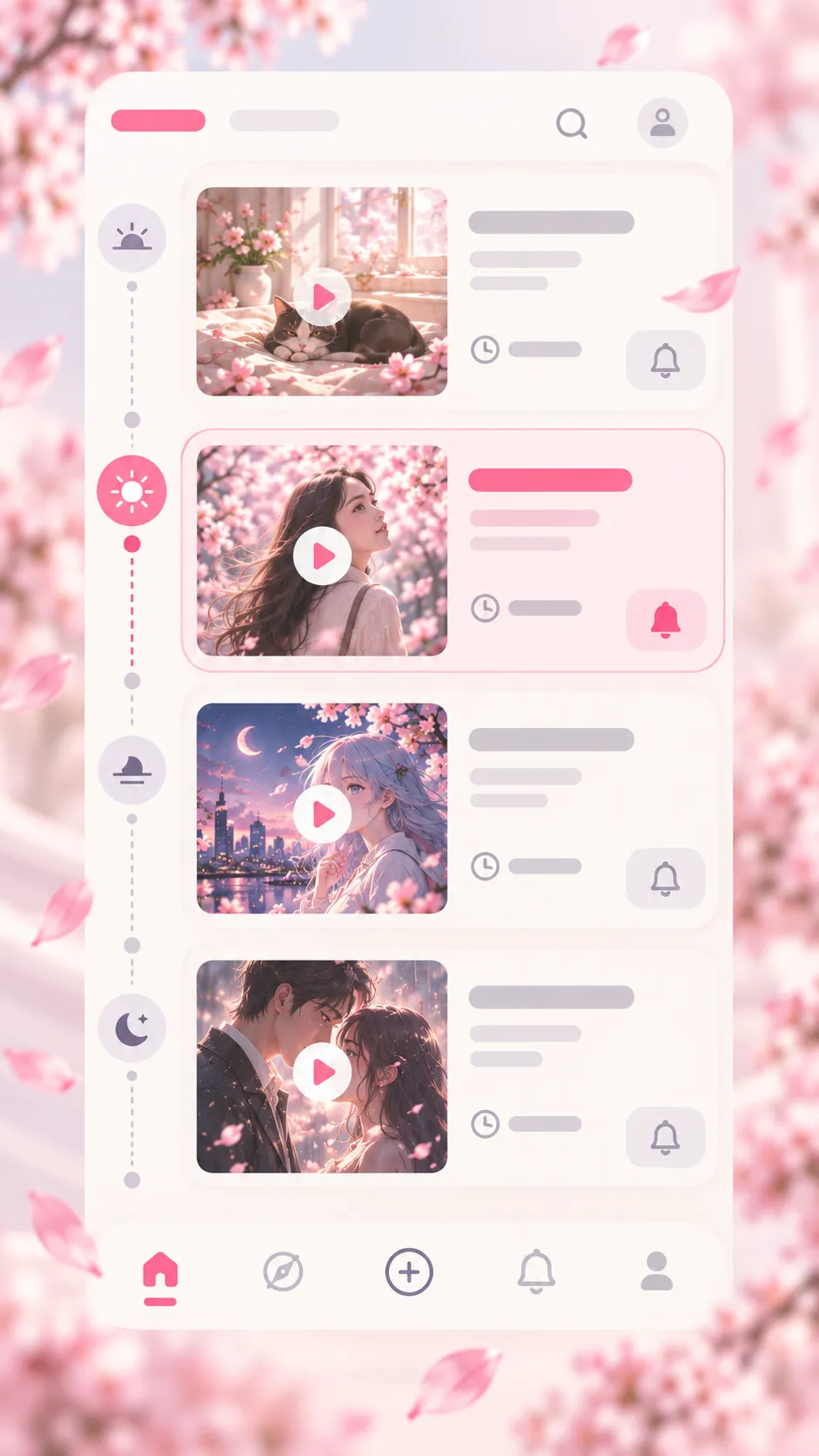 樱花视频 APP 动漫片库与更新日历界面